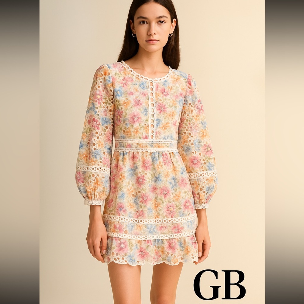 NWT,GB Girls,Stunning Floral Embroidered Dress, OUT OF STOCK ON-LINE, Size 6